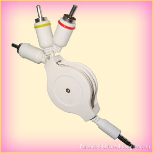 Retractable 3.5mm Plug to 3 RCA Plug Audio Cable